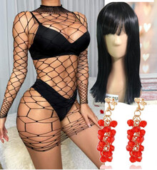 Готовый образ №49: платье, клипсы, парик