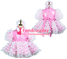 Розовое виниловое платье с кружевом