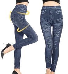 Леггинсы, имитирующие "рваные" джинсы 