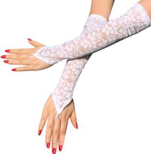 Кружевные перчатки с петлёй на палец (белый)