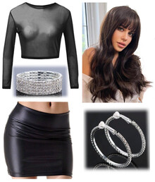 Готовый образ №301: юбка, блуза, клипсы, парик, 