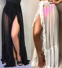 Прозрачная юбка с воланом на завязках