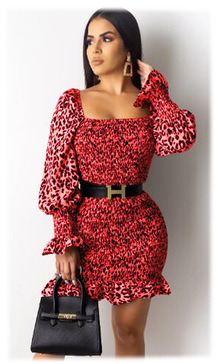 Красное леопардовое платье-резинка