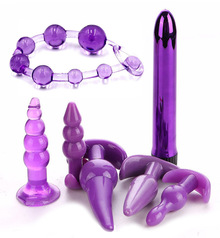 Набор анальных игрушек с вибратором (фиолетовый)