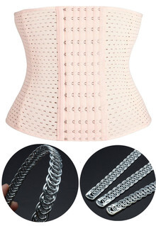 Дышащий пояс для утягивания талии на 6 крючков (телесный)