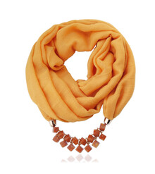 Оранжевый шарфик с бусинами