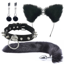 Черный БДСМ набор с ушками и хвостом 