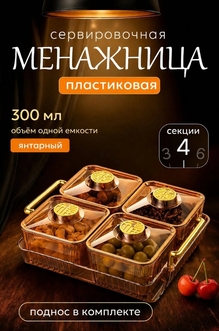 Менажница пластиковая с крышкой на подносе